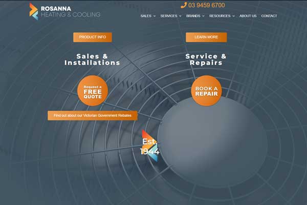 Rosanna Heating and Cooling website project by Clix4u