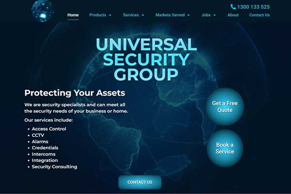 Universal Security Services website project by Clix4u
