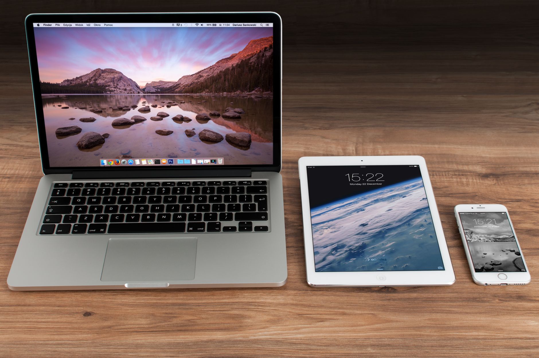 Laptop, tablet and smartphone on a desk