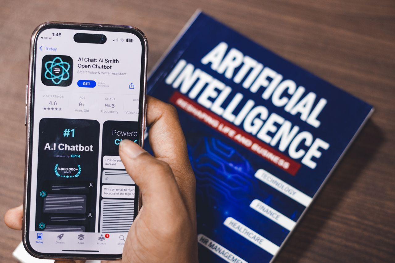 Smartphone showing an AI assistant app